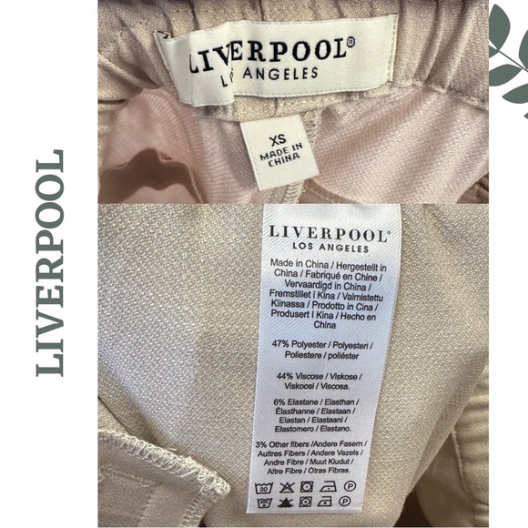 LIVERPOOL PULL ON TIE WAIST WIDE LEG ANKLE Pant Elastoc Waist Tan Size XS - Picture 8 of 8